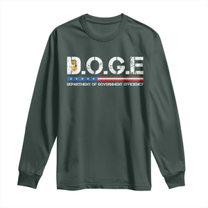 DOGE Department of Government Efficiency Long Sleeve Shirt TS10 Dark Forest Green Print Your Wear