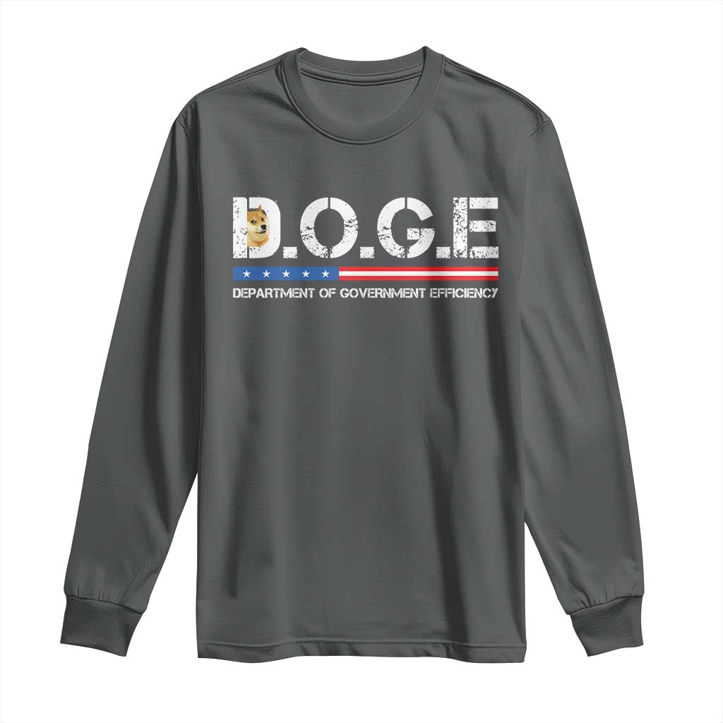 DOGE Department of Government Efficiency Long Sleeve Shirt TS10 Dark Heather Print Your Wear