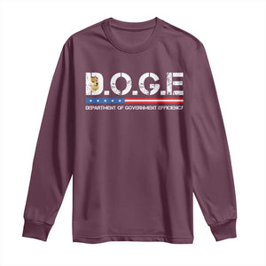 DOGE Department of Government Efficiency Long Sleeve Shirt TS10 Maroon Print Your Wear
