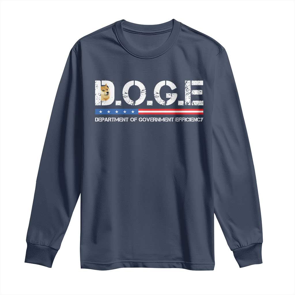 DOGE Department of Government Efficiency Long Sleeve Shirt TS10 Navy Print Your Wear