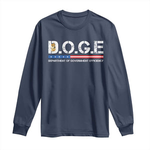 DOGE Department of Government Efficiency Long Sleeve Shirt TS10 Navy Print Your Wear