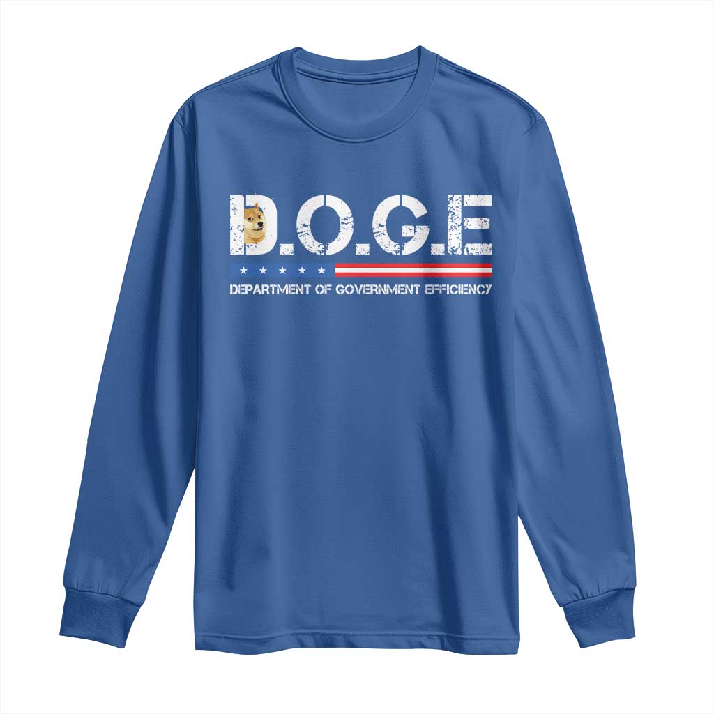 DOGE Department of Government Efficiency Long Sleeve Shirt TS10 Royal Blue Print Your Wear