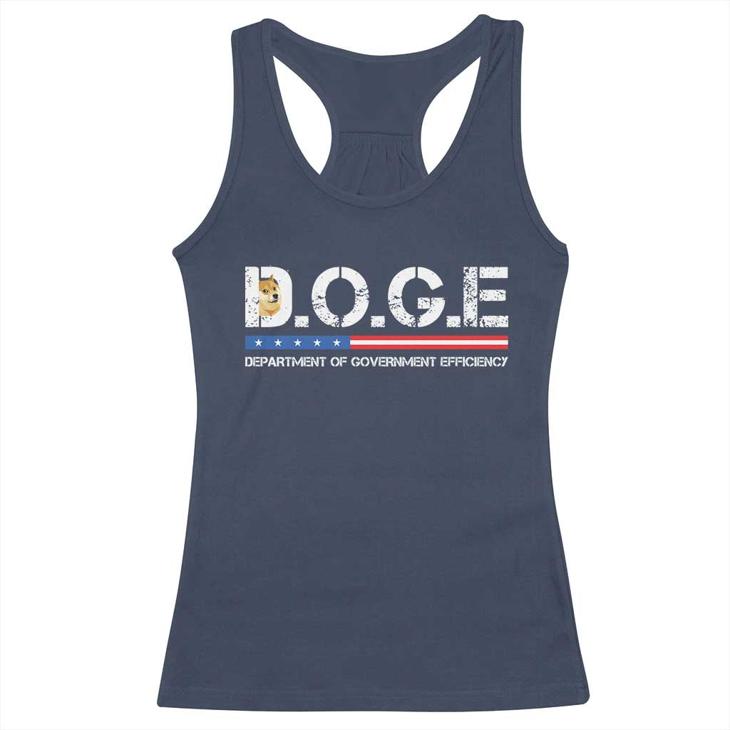 DOGE Department of Government Efficiency Racerback Tank Top TS10 Navy Print Your Wear