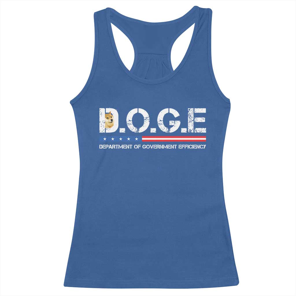 DOGE Department of Government Efficiency Racerback Tank Top TS10 Royal Blue Print Your Wear