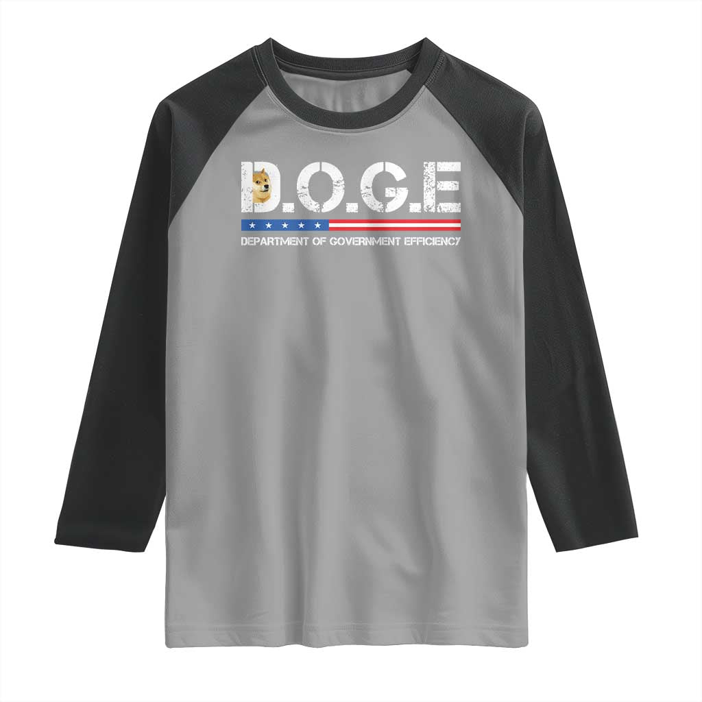 DOGE Department of Government Efficiency Raglan Shirt TS10 Sport Gray Black Print Your Wear