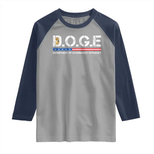 DOGE Department of Government Efficiency Raglan Shirt TS10 Sport Gray Navy Print Your Wear