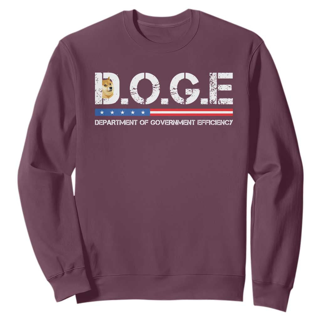 DOGE Department of Government Efficiency Sweatshirt TS10 Maroon Print Your Wear