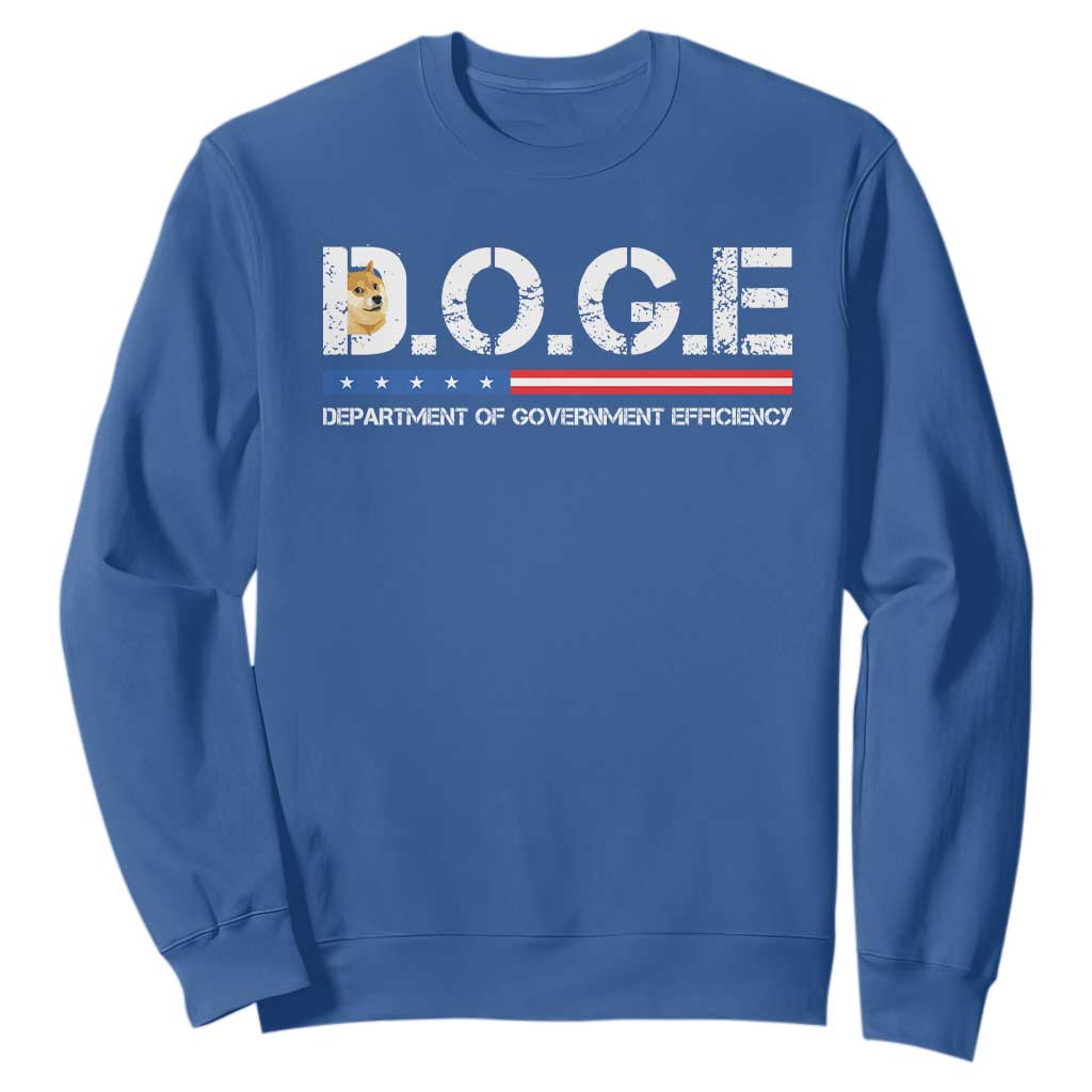 DOGE Department of Government Efficiency Sweatshirt TS10 Royal Blue Print Your Wear