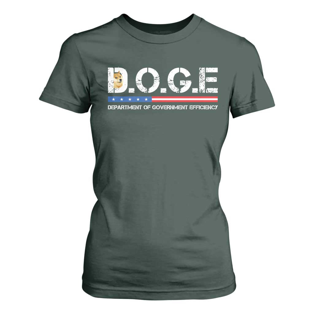 DOGE Department of Government Efficiency T Shirt For Women TS10 Dark Forest Green Print Your Wear