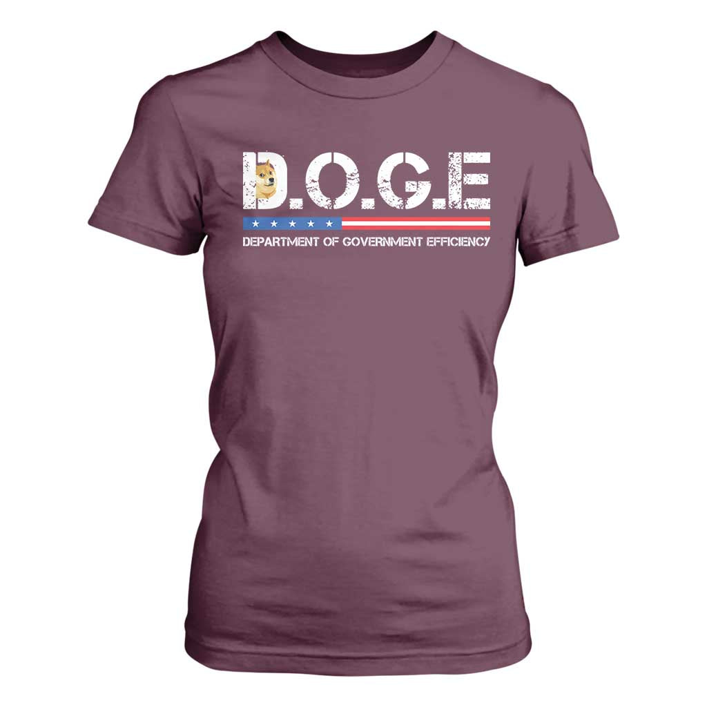 DOGE Department of Government Efficiency T Shirt For Women TS10 Maroon Print Your Wear