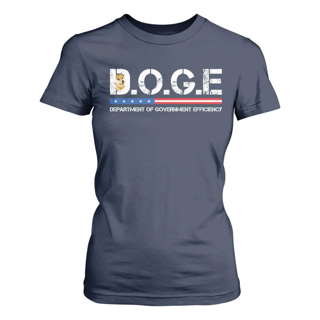 DOGE Department of Government Efficiency T Shirt For Women TS10 Navy Print Your Wear