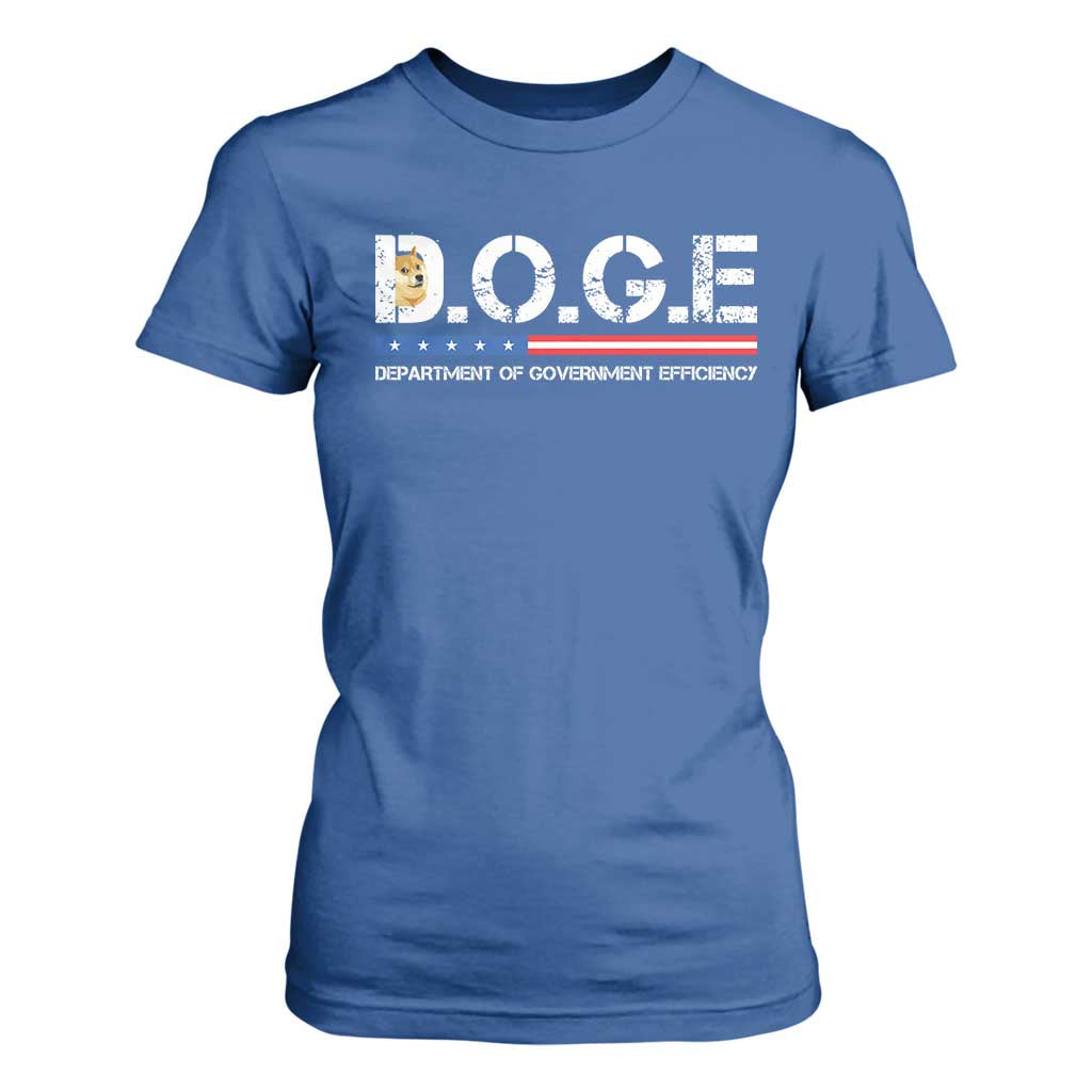 DOGE Department of Government Efficiency T Shirt For Women TS10 Royal Blue Print Your Wear