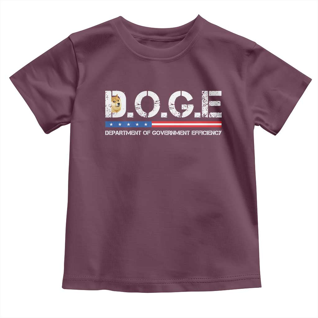 DOGE Department of Government Efficiency Toddler T Shirt TS10 Maroon Print Your Wear