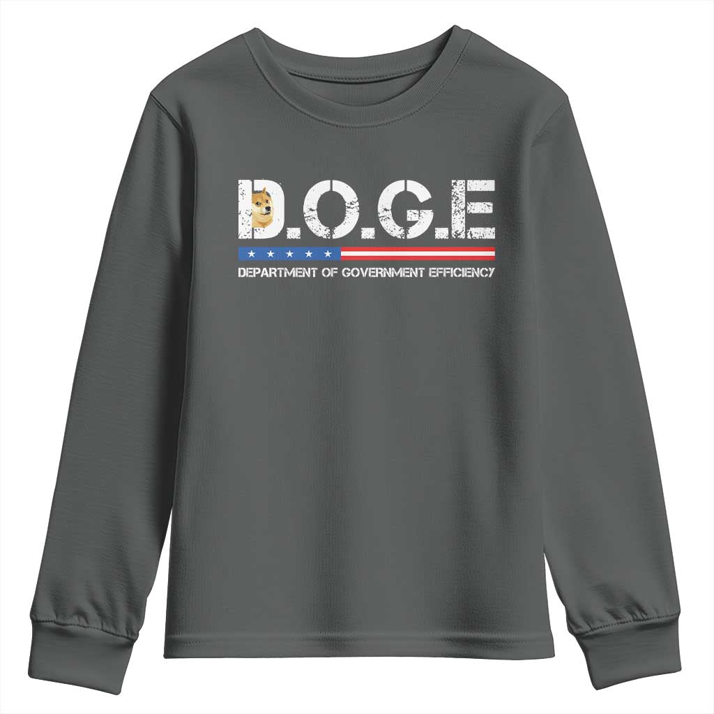 DOGE Department of Government Efficiency Youth Sweatshirt TS10 Dark Heather Print Your Wear