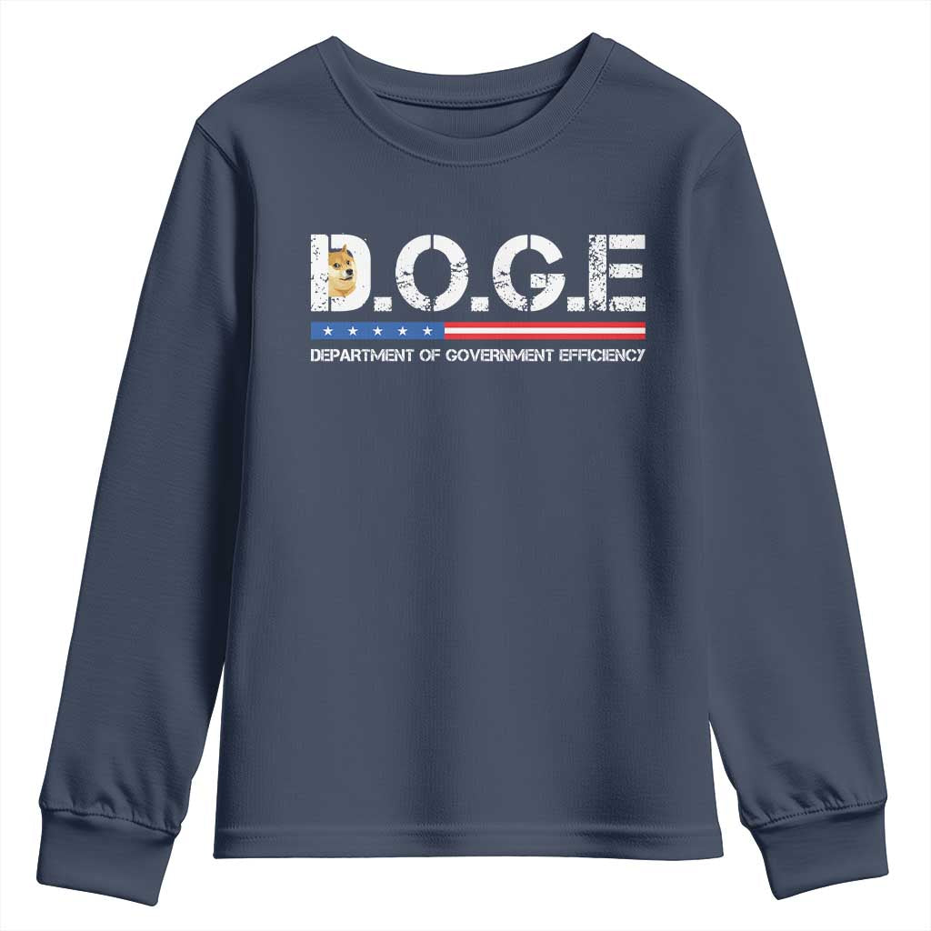 DOGE Department of Government Efficiency Youth Sweatshirt TS10 Navy Print Your Wear