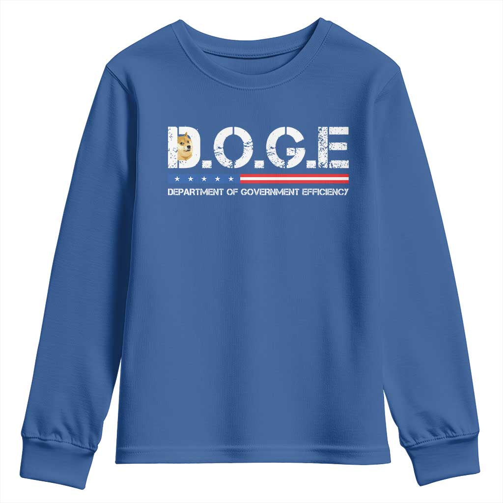 DOGE Department of Government Efficiency Youth Sweatshirt TS10 Royal Blue Print Your Wear