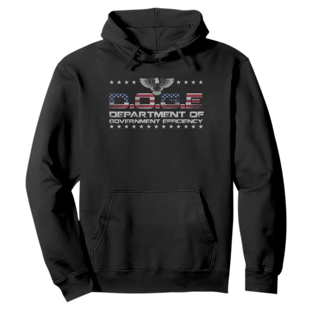 D.O.G.E. DOGE Department of Government Efficiency Hoodie American Flag Eagle TS10 Black Print Your Wear