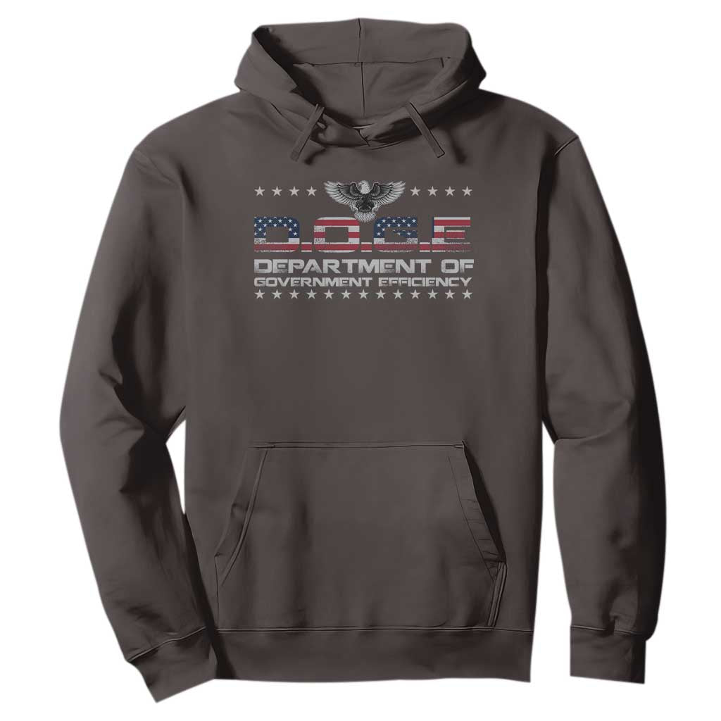 D.O.G.E. DOGE Department of Government Efficiency Hoodie American Flag Eagle TS10 Dark Chocolate Print Your Wear