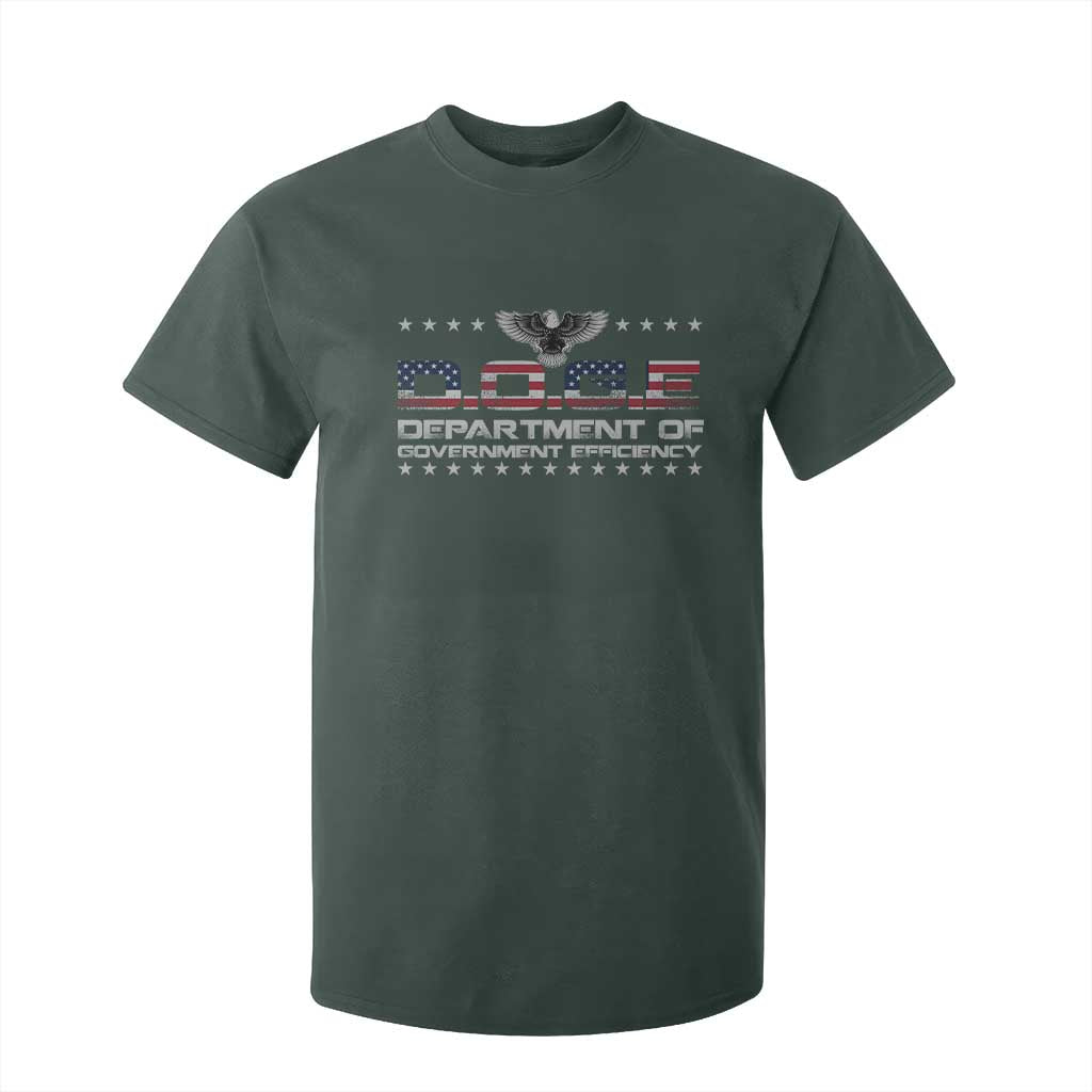 D.O.G.E. DOGE Department of Government Efficiency T Shirt For Kid American Flag Eagle TS10 Dark Forest Green Print Your Wear