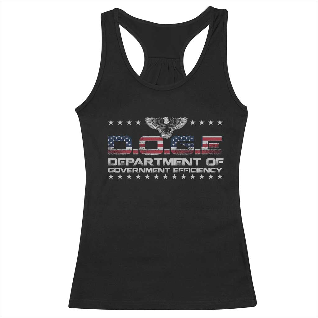 D.O.G.E. DOGE Department of Government Efficiency Racerback Tank Top American Flag Eagle TS10 Black Print Your Wear