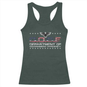 D.O.G.E. DOGE Department of Government Efficiency Racerback Tank Top American Flag Eagle TS10 Dark Forest Green Print Your Wear