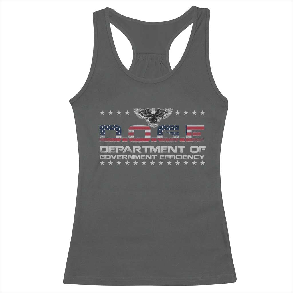 D.O.G.E. DOGE Department of Government Efficiency Racerback Tank Top American Flag Eagle TS10 Dark Heather Print Your Wear