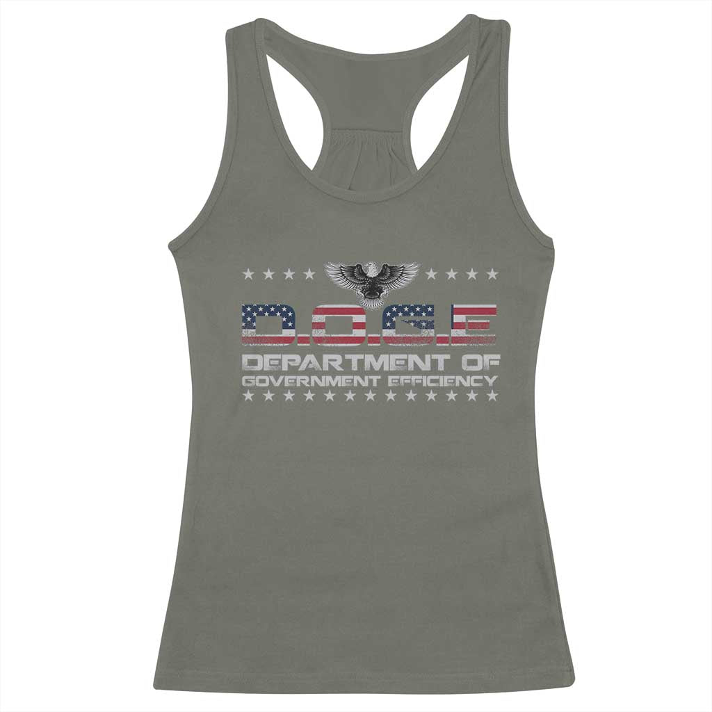 D.O.G.E. DOGE Department of Government Efficiency Racerback Tank Top American Flag Eagle TS10 Military Green Print Your Wear
