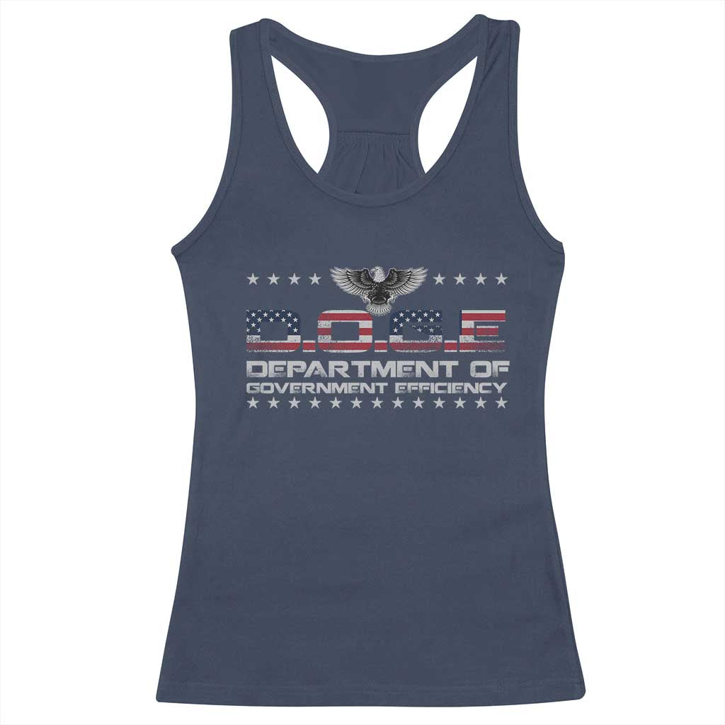 D.O.G.E. DOGE Department of Government Efficiency Racerback Tank Top American Flag Eagle TS10 Navy Print Your Wear