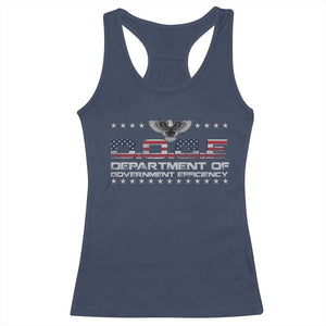 D.O.G.E. DOGE Department of Government Efficiency Racerback Tank Top American Flag Eagle TS10 Navy Print Your Wear