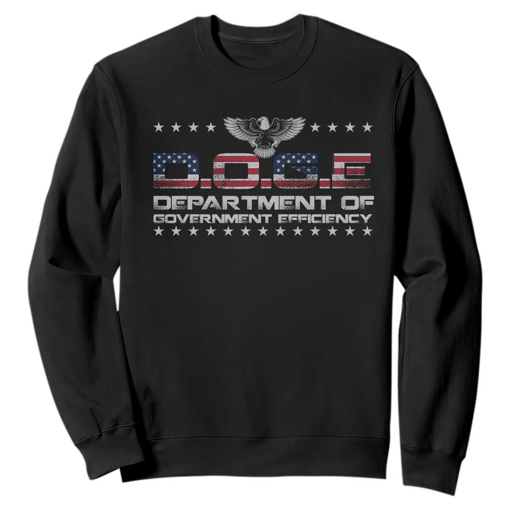 D.O.G.E. DOGE Department of Government Efficiency Sweatshirt American Flag Eagle TS10 Black Print Your Wear