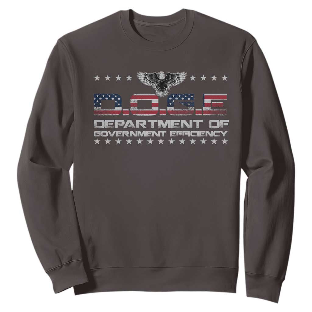 D.O.G.E. DOGE Department of Government Efficiency Sweatshirt American Flag Eagle TS10 Dark Chocolate Print Your Wear