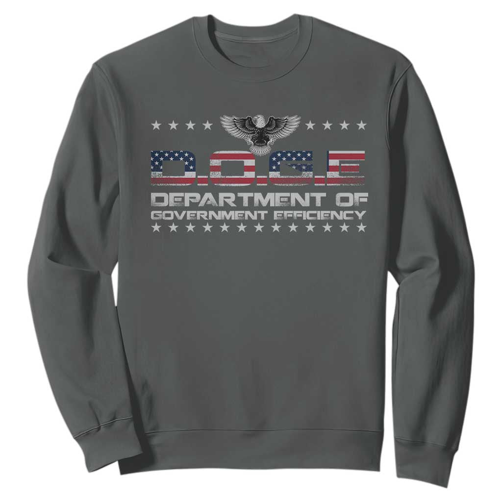 D.O.G.E. DOGE Department of Government Efficiency Sweatshirt American Flag Eagle TS10 Dark Heather Print Your Wear