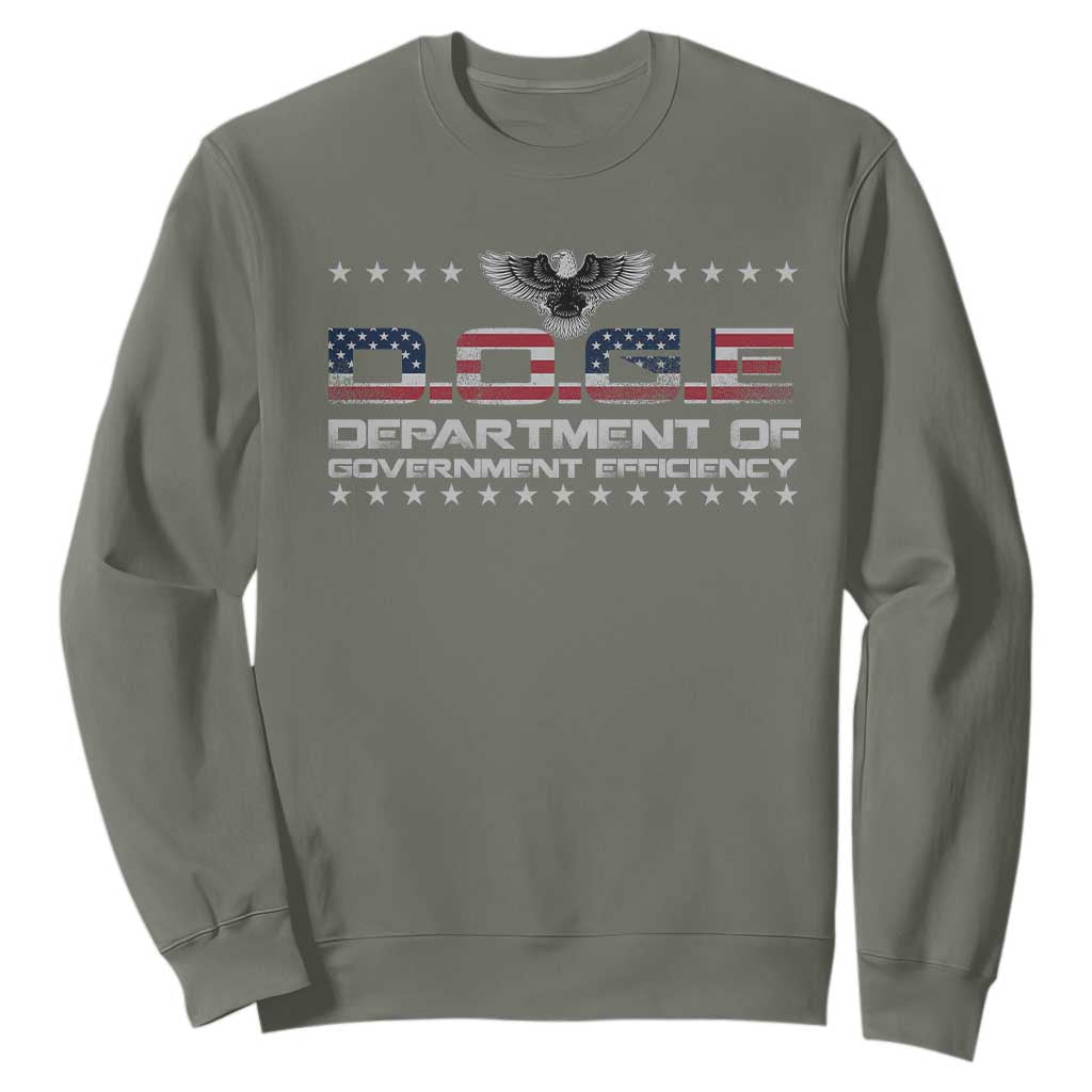 D.O.G.E. DOGE Department of Government Efficiency Sweatshirt American Flag Eagle TS10 Military Green Print Your Wear