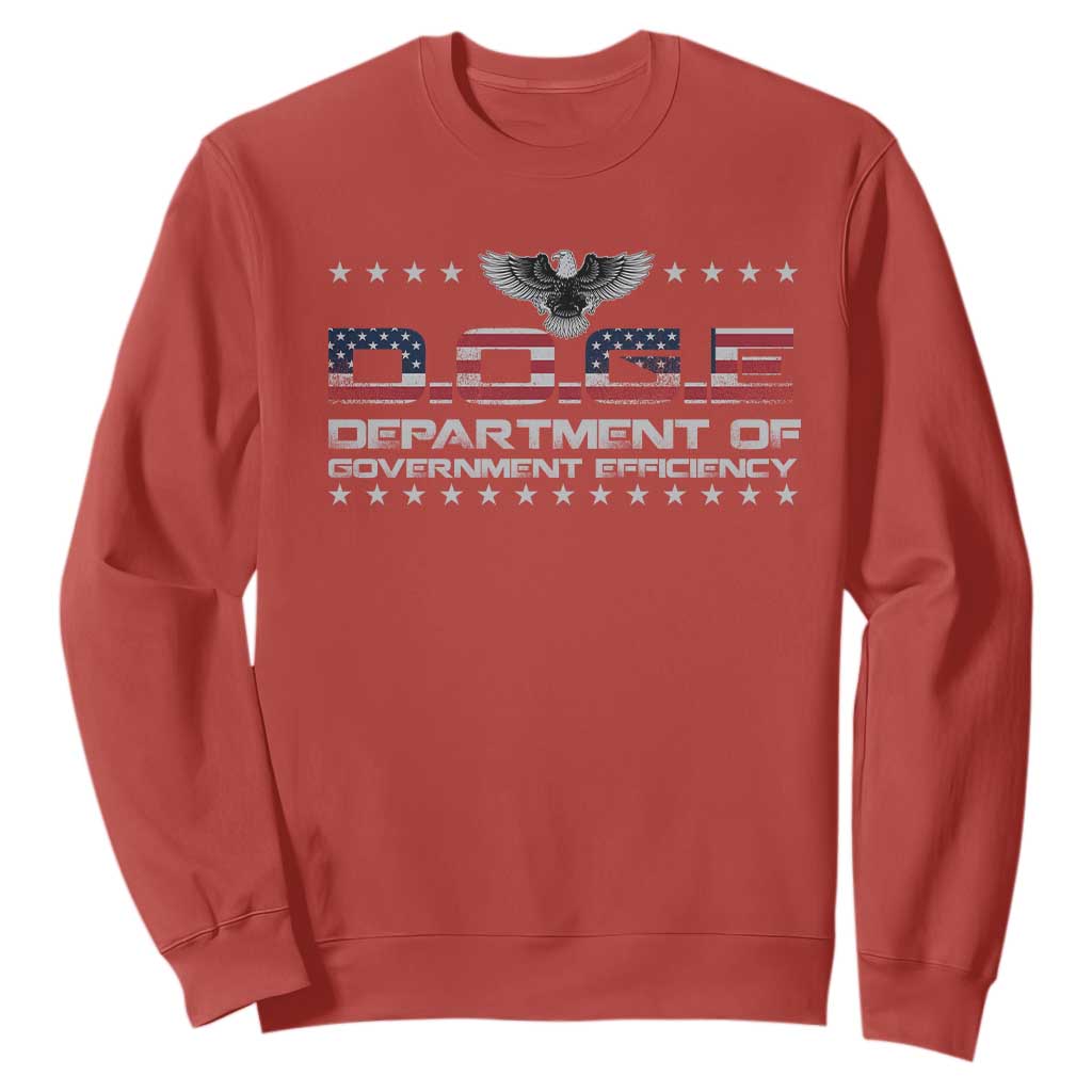 D.O.G.E. DOGE Department of Government Efficiency Sweatshirt American Flag Eagle TS10 Red Print Your Wear