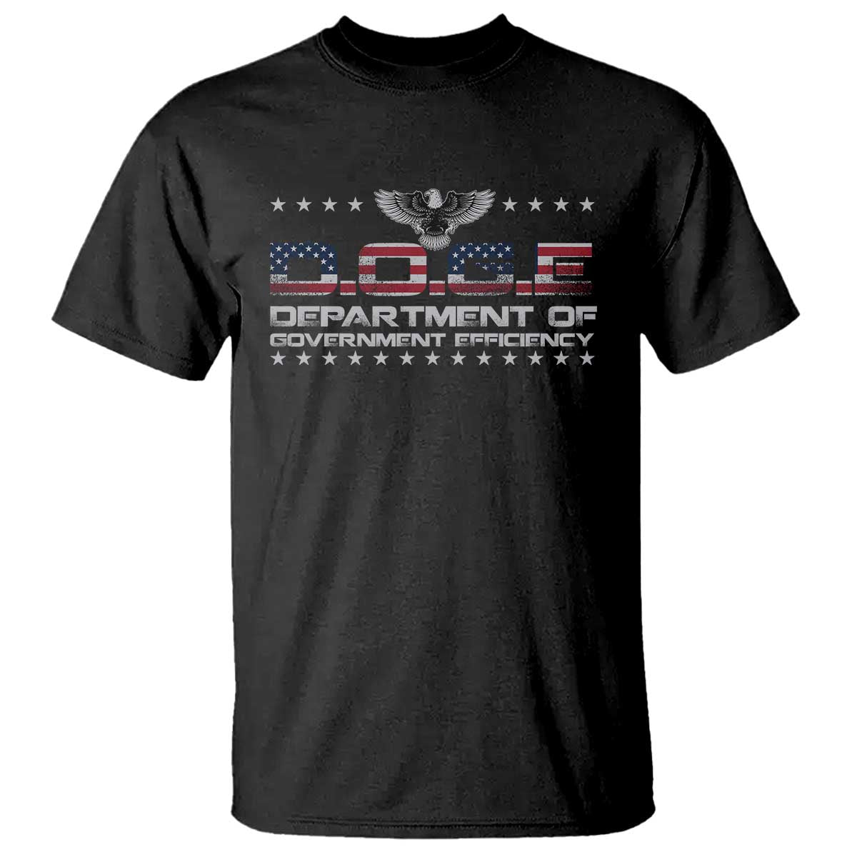 D.O.G.E. DOGE Department of Government Efficiency T Shirt American Flag Eagle TS10 Black Print Your Wear