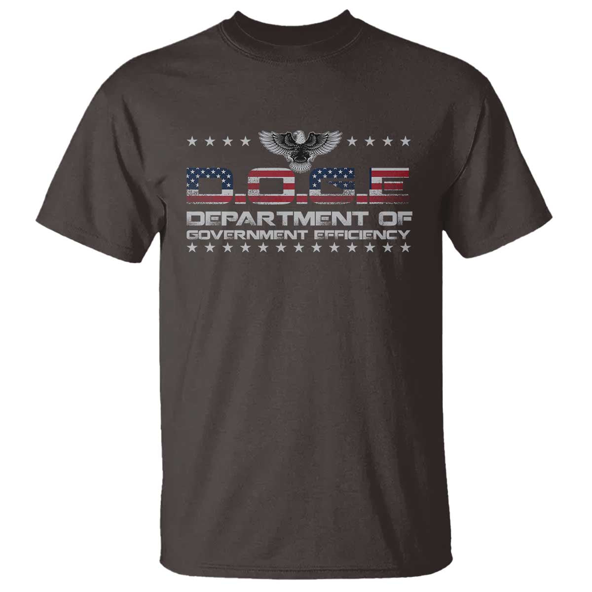 D.O.G.E. DOGE Department of Government Efficiency T Shirt American Flag Eagle TS10 Dark Chocolate Print Your Wear