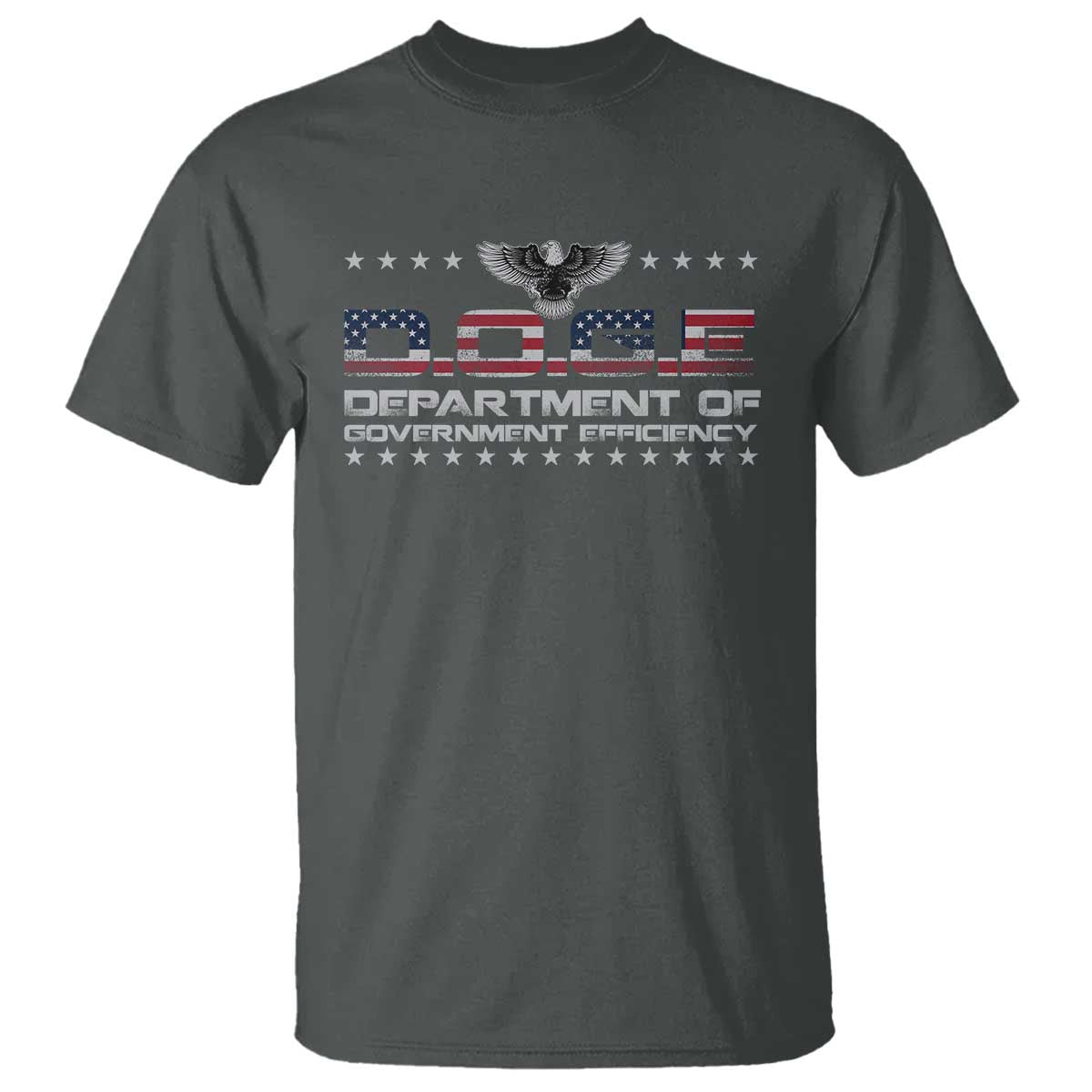 D.O.G.E. DOGE Department of Government Efficiency T Shirt American Flag Eagle TS10 Dark Heather Print Your Wear
