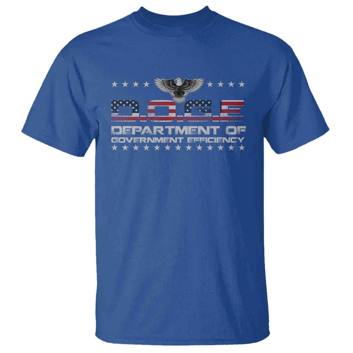 D.O.G.E. DOGE Department of Government Efficiency T Shirt American Flag Eagle TS10 Royal Blue Print Your Wear