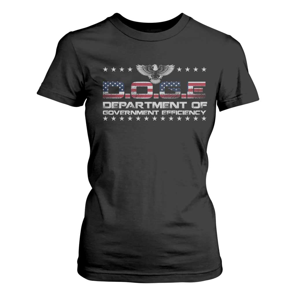 D.O.G.E. DOGE Department of Government Efficiency T Shirt For Women American Flag Eagle TS10 Black Print Your Wear