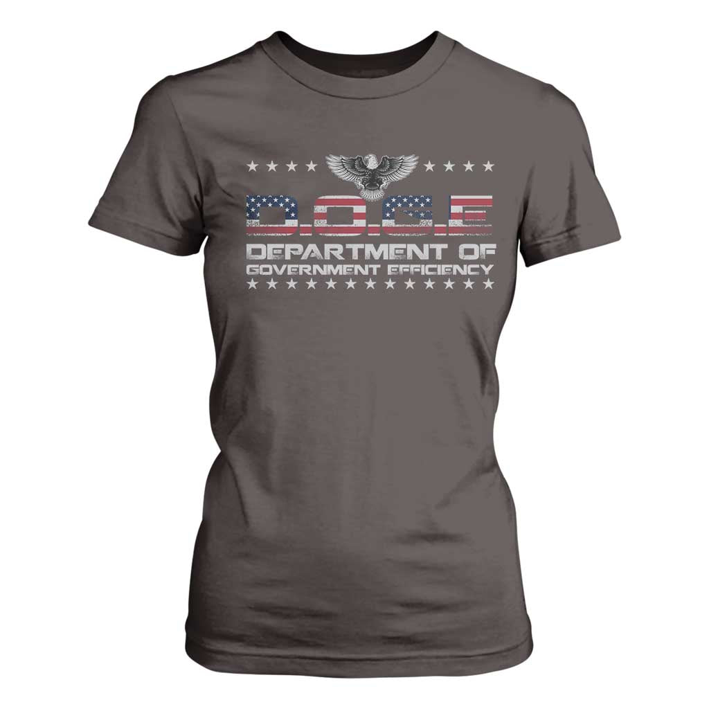 D.O.G.E. DOGE Department of Government Efficiency T Shirt For Women American Flag Eagle TS10 Dark Chocolate Print Your Wear