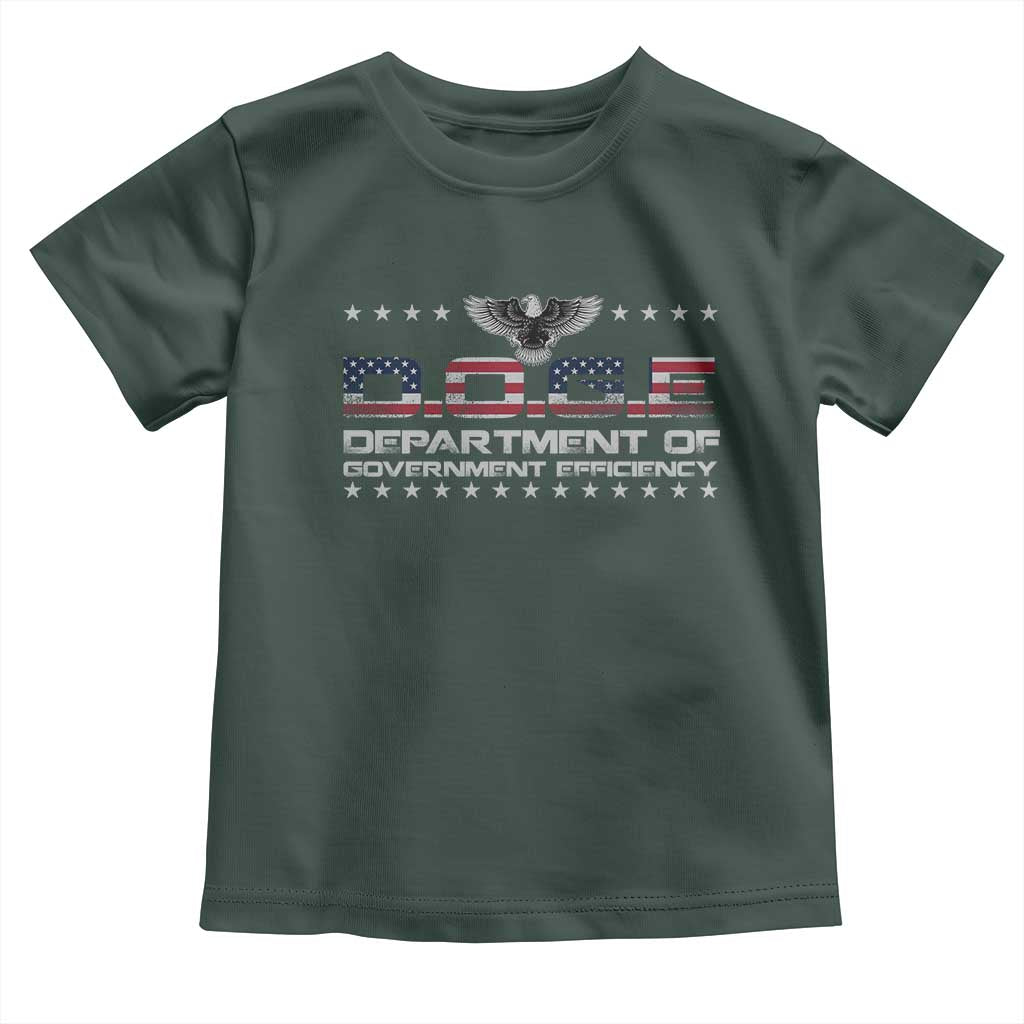 D.O.G.E. DOGE Department of Government Efficiency Toddler T Shirt American Flag Eagle TS10 Dark Forest Green Print Your Wear