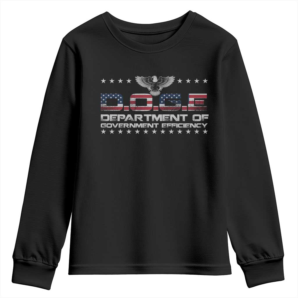 D.O.G.E. DOGE Department of Government Efficiency Youth Sweatshirt American Flag Eagle TS10 Black Print Your Wear