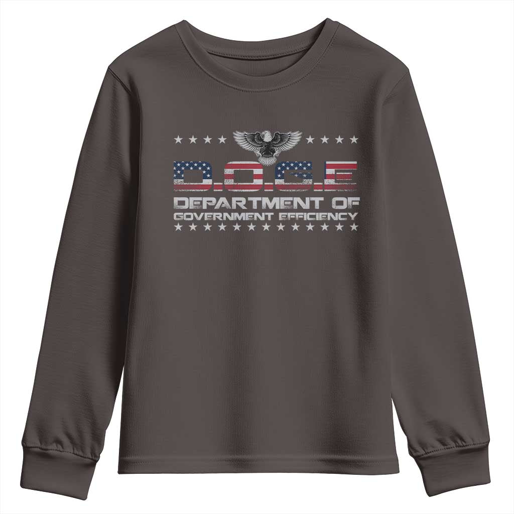 D.O.G.E. DOGE Department of Government Efficiency Youth Sweatshirt American Flag Eagle TS10 Dark Chocolate Print Your Wear