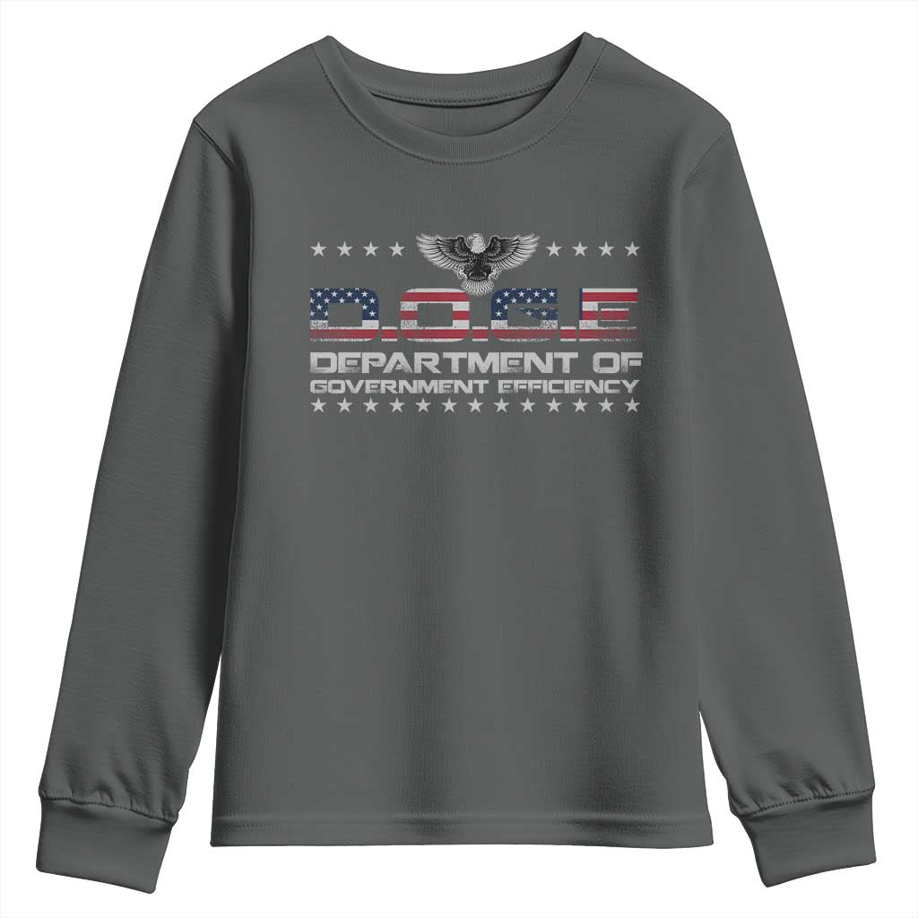 D.O.G.E. DOGE Department of Government Efficiency Youth Sweatshirt American Flag Eagle TS10 Dark Heather Print Your Wear
