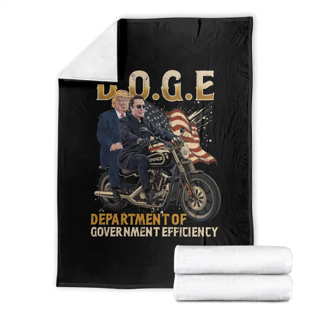 DOGE Department of Government Efficiency Throw Blanket Funny Trump Musk Cool Motorbike TS10 Black Print Your Wear