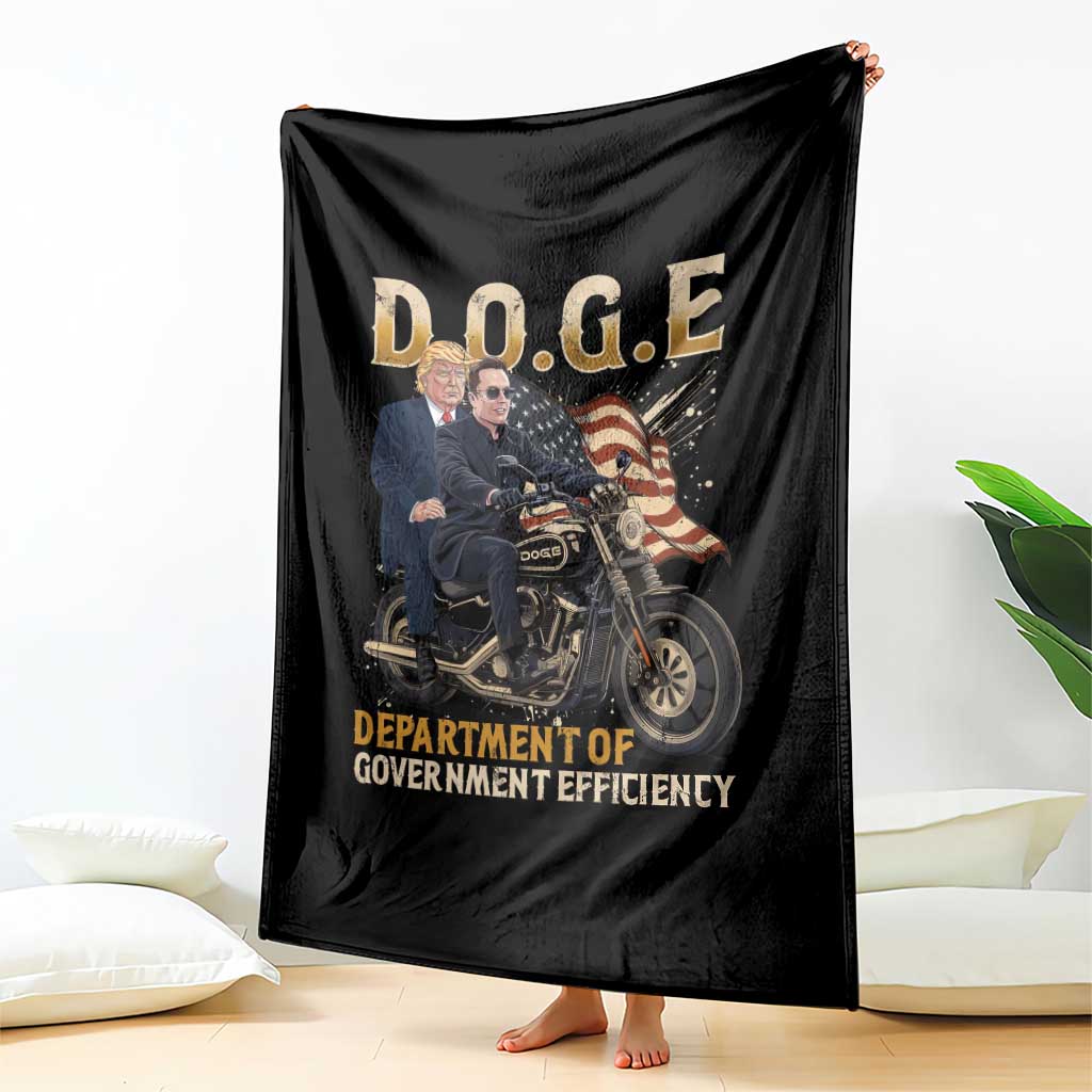 DOGE Department of Government Efficiency Throw Blanket Funny Trump Musk Cool Motorbike TS10 Print Your Wear