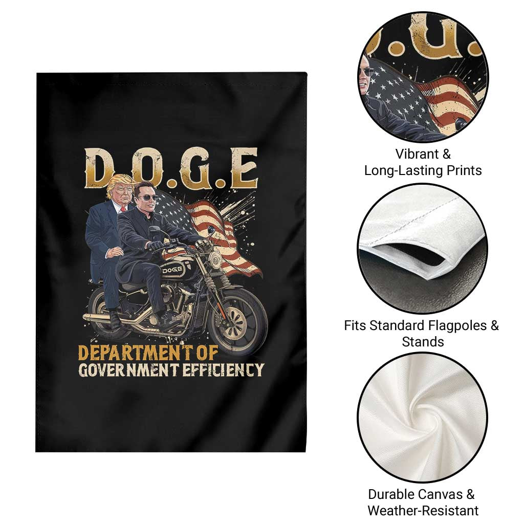 DOGE Department of Government Efficiency Garden Flag Funny Trump Musk Cool Motorbike TS10 Print Your Wear