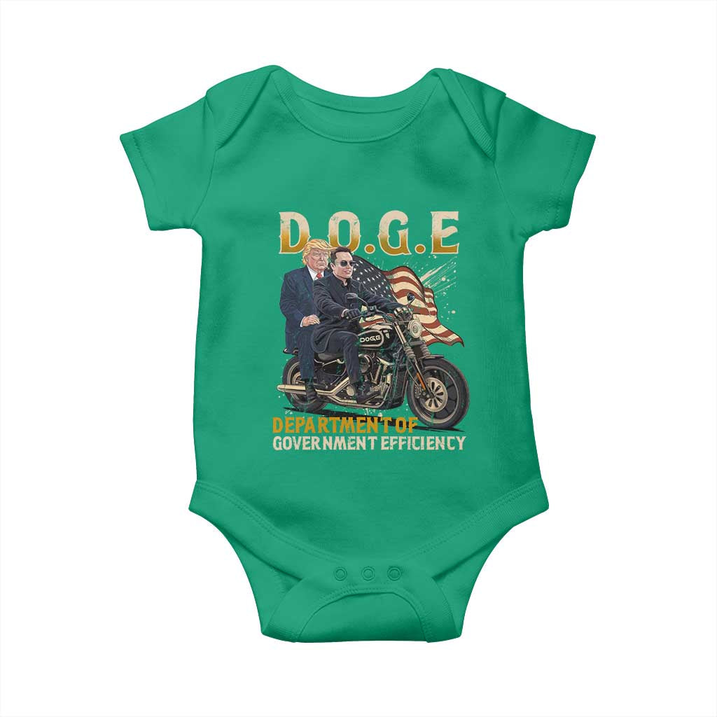DOGE Department of Government Efficiency Baby Onesie Funny Trump Musk Cool Motorbike TS10 Irish Green Print Your Wear