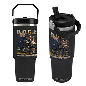 DOGE Department of Government Efficiency Flip Straw Tumbler Funny Trump Musk Cool Motorbike TS10 One Size: 30 oz Black Print Your Wear