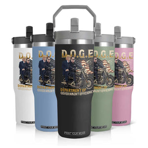 DOGE Department of Government Efficiency Flip Straw Tumbler Funny Trump Musk Cool Motorbike TS10 Print Your Wear